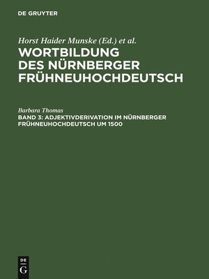 cover image of Adjektivderivation im Nürnberger Frühneuhochdeutsch um 1500